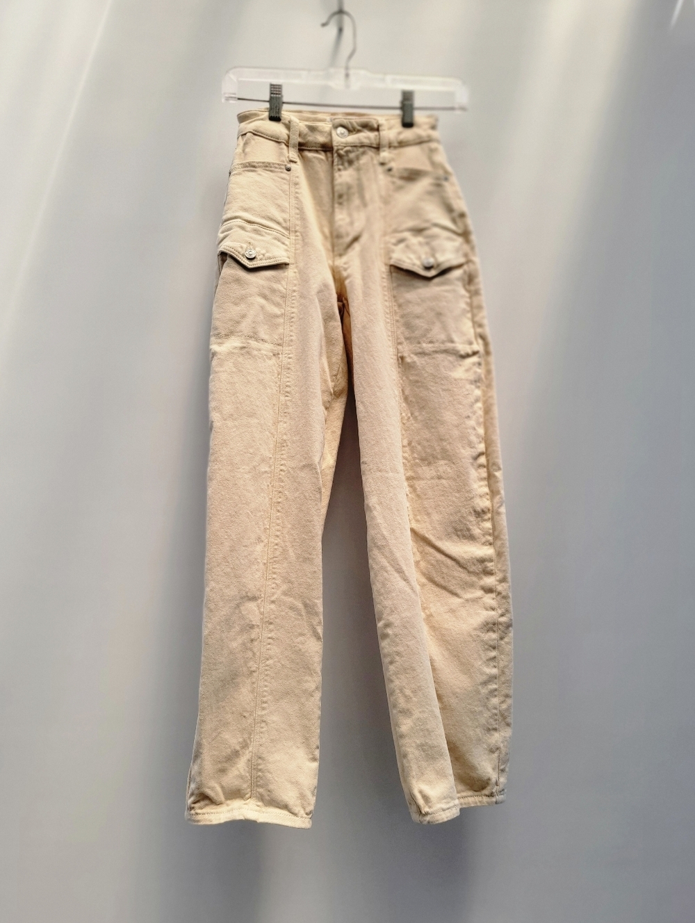 Anthropologie Paige Alexis High Waist Cargo Pants Size 24 Blonde Sand Neutral